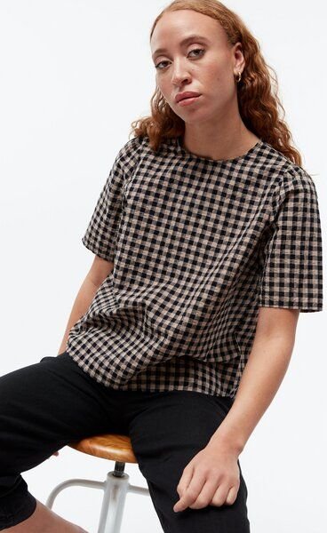 Givn Berlin Karo-Bluse GBGRETEL aus Bio-Baumwoll Seersucker