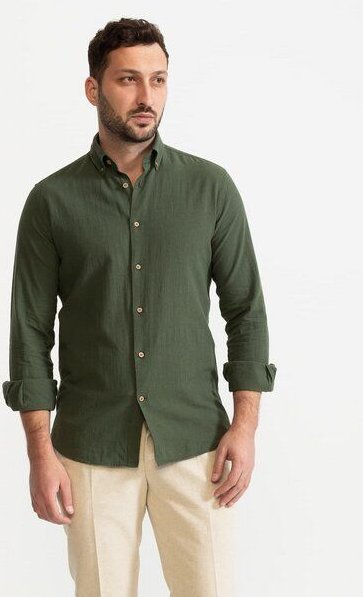 De IONESCU „Godeanu“ Leinenhemd aus französischem Leinen & Bio-Baumwolle