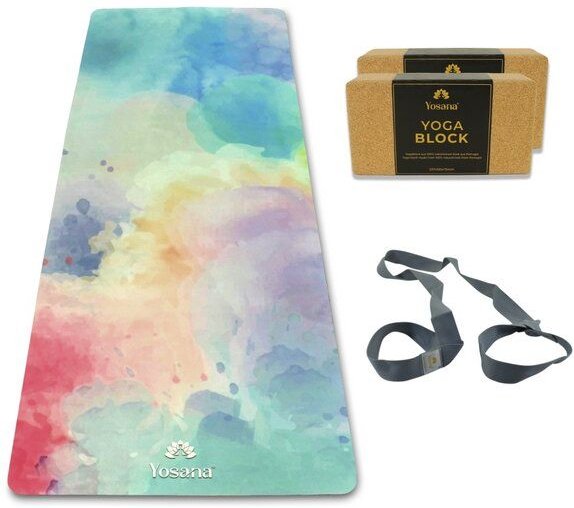Yosana Mikrofaser Naturkautschuk Yogamatte für Hot Yoga / Bikram Yoga / Yoga Nidra Aktionsset (4-Teilig)