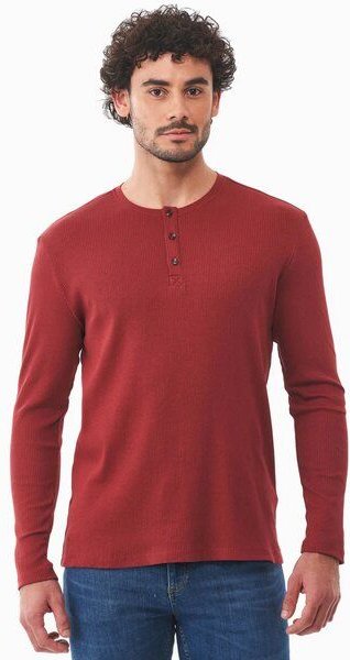 ORGANICATION Geripptes Henley Langarmshirt aus Bio-Baumwolle