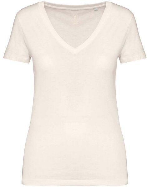 YTWOO Damen Tshirt mit V-Ausschnitt aus 100% Bio-Baumwolle
