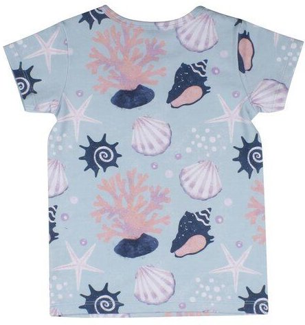 Baby T-Shirt GOTS zertifiziert – 95% Bio-Baumwolle, Hellblau mit Meeresmotiven, 5% Elasthan, weich & bequem | Walkiddy