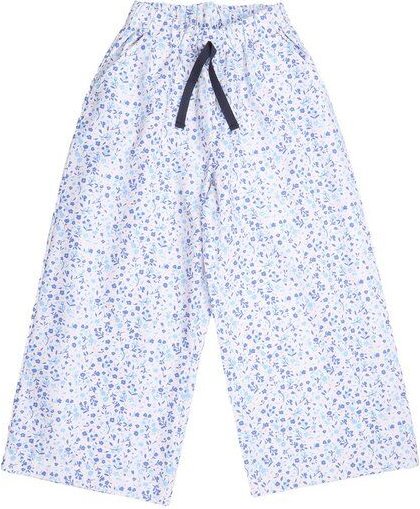 Cotokids Kinder Hose – Weiß mit blauem Blumenmuster, weiter Schnitt, Bund mit Kordel, bequem | von Walkiddy