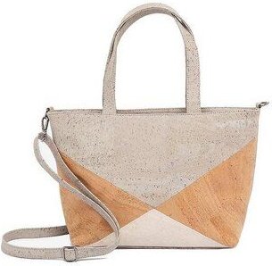 Kork-Deko Großer Kork-Shopper grau/beige/weiß – vegan, geräumig & handgefertigt