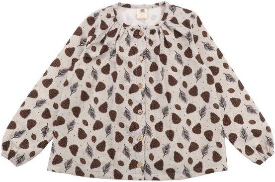 Kinder Langarmshirt GOTS zertifiziert – Beige mit Tupfenmuster, weich & bequem | von Walkiddy