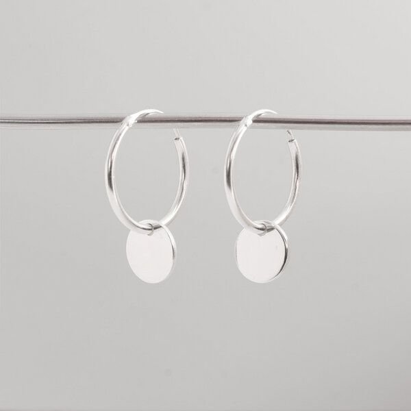 fejn jewelry Set Kette 'shiny disc' + Creole mit Disc Anhänger