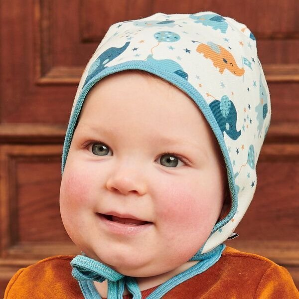 Cheeky Apple Wendbares Bio-Ohrenhäubchen "Babyelefant|Nicki Caramell"