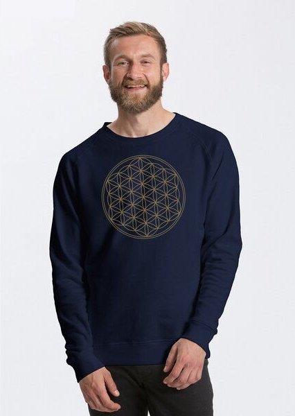Peaces.bio - handbedruckte Biomode Bio Herren Sweatshirt Die Blume des Lebens