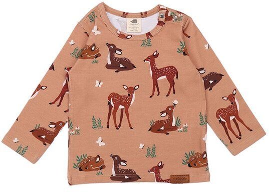 Baby Langarmshirt GOTS zertifiziert, Bio-Baumwolle, rosa, Tiermuster, weich, elastisch (5% Elasthan) – Walkiddy