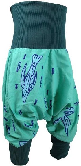 liebewicht Yogahose weite Hose für Kinder "Fliegende Fische" türkis aus Biobaumwolle Gr.56-116