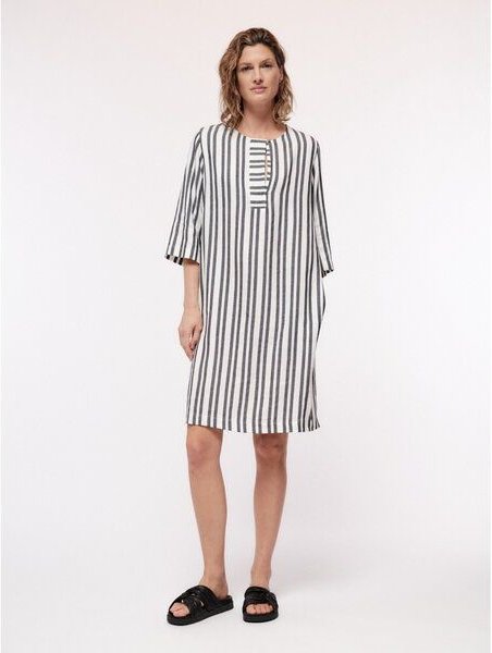 LANIUS Kaftankleid aus LENZING ECOVERO mit Leinen