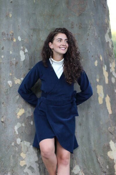 ManduTrap Herbstkleid aus Bio-Baumwolle – Nachhaltiges Wickelkleid aus Cord – Winterkleidkleid