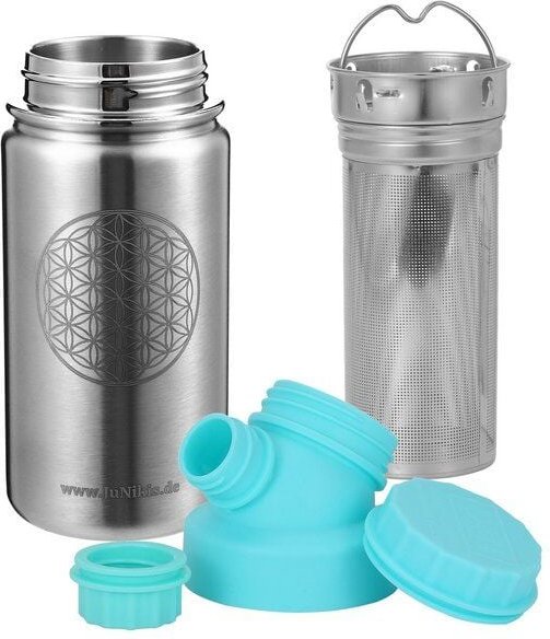 JN JuNiki's JuNiki's "Blume des Lebens" Edelstahl Trinkflasche 420ml + Teefilter