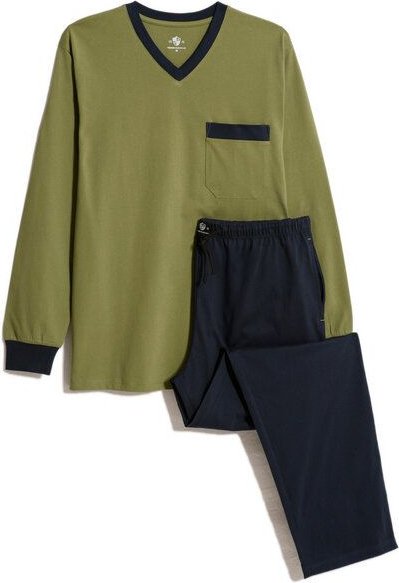 Haasis Bodywear Herren Pyjama V-Ausschnitt, Bio Baumwolle