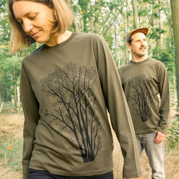 Cmig Erle mit Elster Langarmshirt unisex in khaki