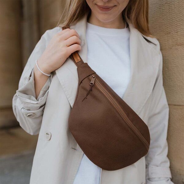 BOWLEANIES TASCHEN Große XXL Gürteltasche aus Lederfaserstoff