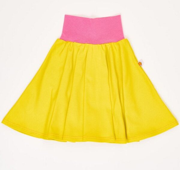 Cheeky Apple Tellerrock aus Bio-Baumwolle "Interlock Warm Olive/Pink" Gelb/Rosa