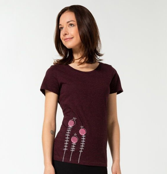 Spangeltangel Damenshirt - Lillis Blume - bordeaux, aus Bio-Baumwolle