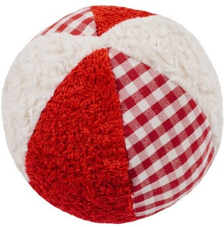 Efie Rassel Ball klein, weiß/rot, kbA(organic), Made in Germany