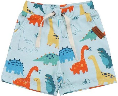 Baby Shorts GOTS zertifiziert Bio-Baumwolle mit Elasthan, Blau, Dinosaurier-Muster, Walkiddy