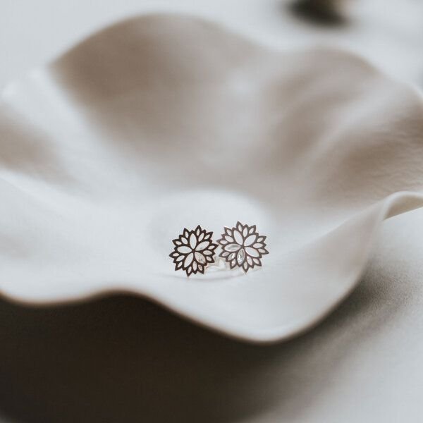 lille mus Ohrstecker 'Blumenstern' 925 Silber / vergoldet