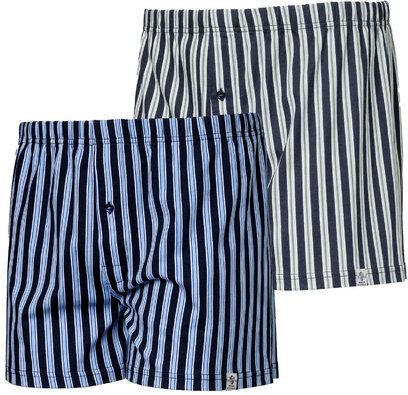 Haasis Bodywear Herren Jersey Boxer Streifen, mit Knopfleiste, 2er Pack, Single-Jersey