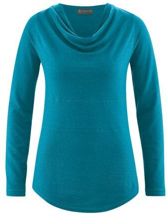 HempAge Damen Langarmshirt mit Wasserfallkragen Hanf/Biobaumwolle