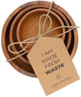 Originalhome Knabberschale aus recyceltem Teakwurzelholz, S/3