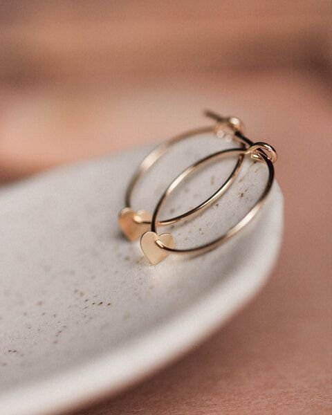 lille mus Creolen 'Herz' 925 Silber / vergoldet