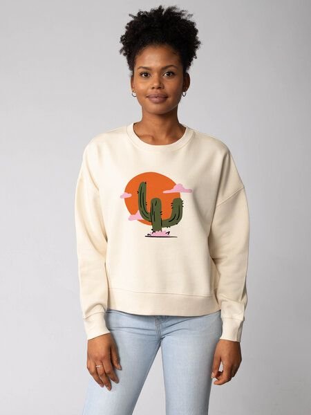 watapparel Sweatshirt Frauen Kaktus im Sonnenuntergang