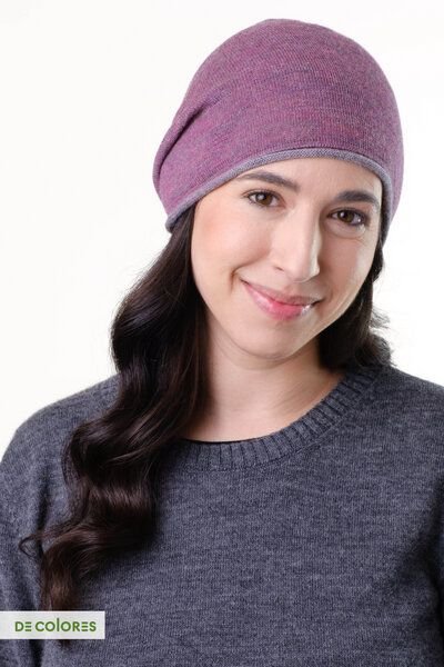 Thumbnail - De Colores dünne Mütze, glatter Rechtsstrick mit Rollrand, zweifarbig