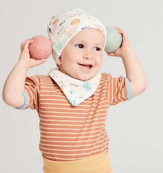 Cheeky Apple Kurzarm-Body "Streifen Caramell" aus Bio-Baumwolle