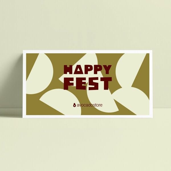 Avocado Store Wunschbetrag Gutschein als druckfähige PDF per E-Mail ab 10€ - Happy Fest - Abstrakt