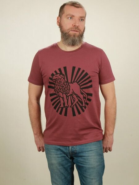 NATIVE SOULS T-Shirt Herren - Lion Sun - berry