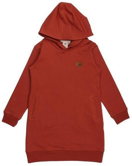 Babykleid mit Kapuze GOTS-zertifiziert aus Bio-Baumwolle, pastellrot, langarm – Walkiddy, weich & hautfreundlich für jed...