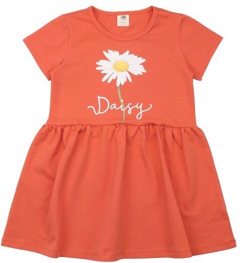 Kinderkleid GOTS zertifiziert, orange, „Wild Flowers“, Kurzarm, Blumen-Print, weich – Walkiddy