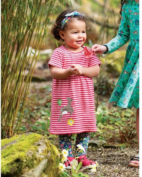 Frugi Jersey-Kleid mit Rehkitz-Applikation Jade Jersey Dress Deer