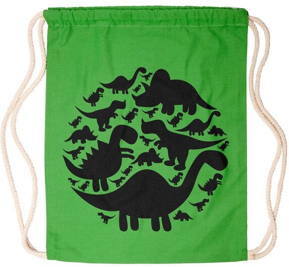 HANDGEDRUCKT Schul-Turnbeutel "Dinos"