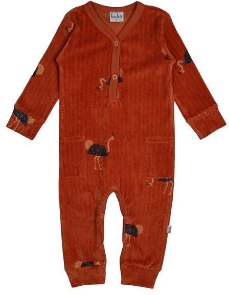 Strampler mit Straußendruck von baba Kidswear auf gemütlichem Samt