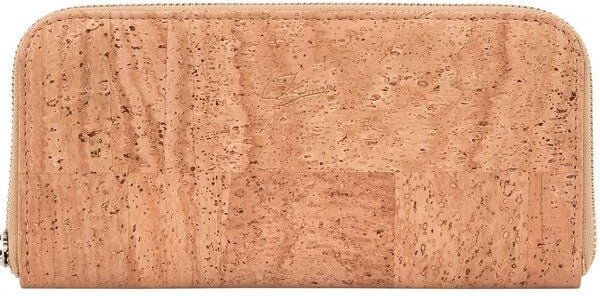 Simaru Große Damen Geldbörse aus Kork mit Metallreißverschluss & RFID Schutz