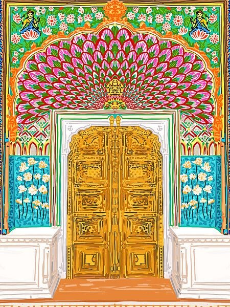 Photocircle Poster / Leinwandbild - Jaipur Palace Front Entrance Door