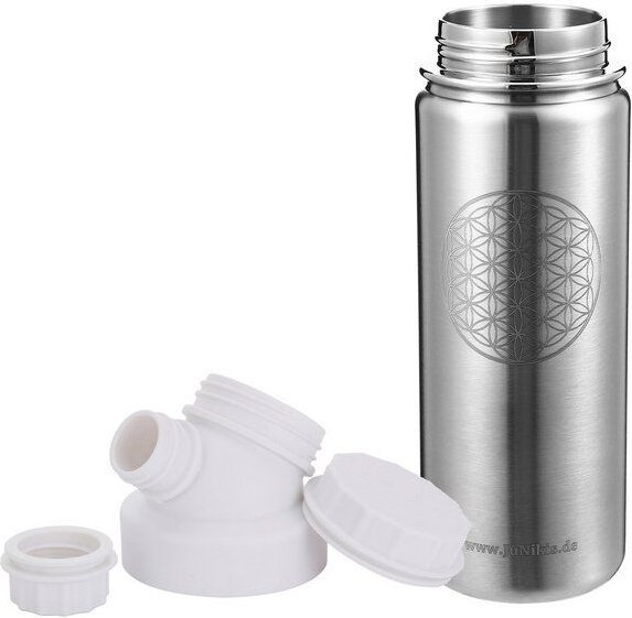 JN JuNiki's "Blume des Lebens" Edelstahl Trinkflasche 550ml mit Double Neck Deckel