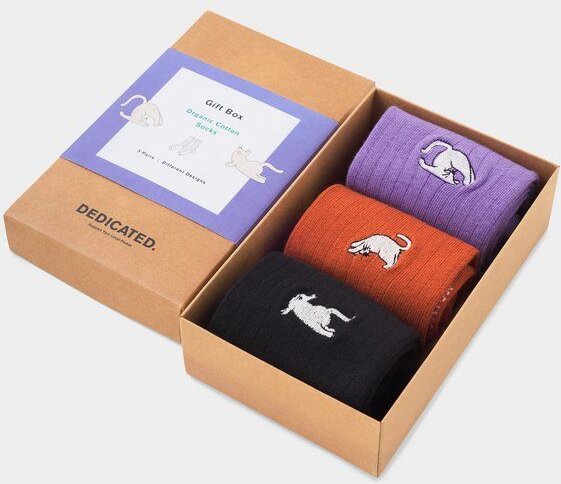 DEDICATED Box mit 3 Paar Socken - Yoga Cats