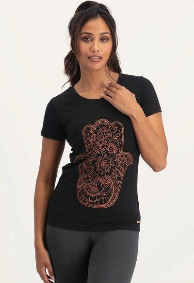Urban Goddess Hamsa Core Yoga Tee aus Bio-Baumwolle