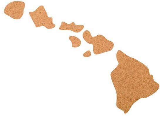 Kork-Deko Hawaii als Pinnwand aus Kork XXL ca. 80x50 cm | Umriss Hawaii