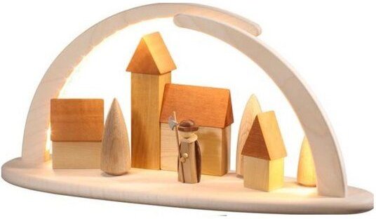 Seiffener Volkskunst eG Moderner Schibbogen Nachtwächer Lichterbogen mit LED Beleuchtung