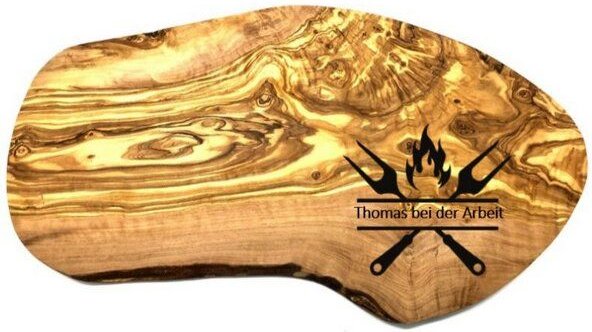 Olivenholz erleben Schneidebrett rustikal aus Olivenholz inklusive Große Gravur