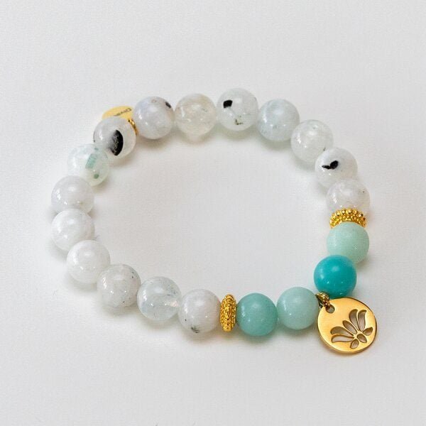 Divasya Armband "Golden Lotus" aus echten Natursteinen bzw. Halbedelsteinen