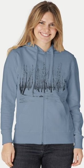 Peaces.bio - handbedruckte Biomode Zip-Hoodie Woodland Damen