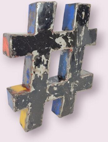 Moogoo Creative Africa Sonderzeichen Hashtag "#" Raute aus recycelten Ölfässern 21/35 cm